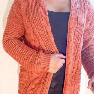 Pink Rose, knit cardigan, Burnt orange Size M